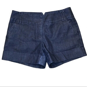 Express Dark Wash Denim Rolled Hem Mid Rise Jean Shorts Women’s Size 4